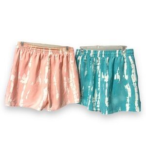2 pair drawstring casual tie dye shorts